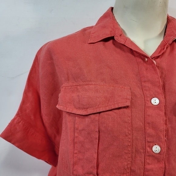 J Crew Red Button Up Blouse - Picture 4 of 6